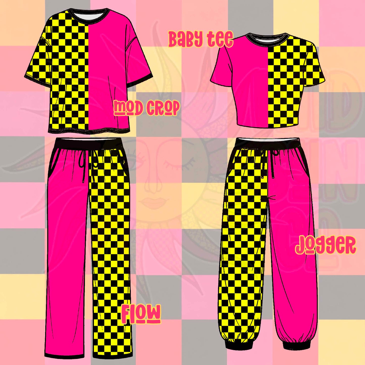 Yellow Check + Pink Split Set