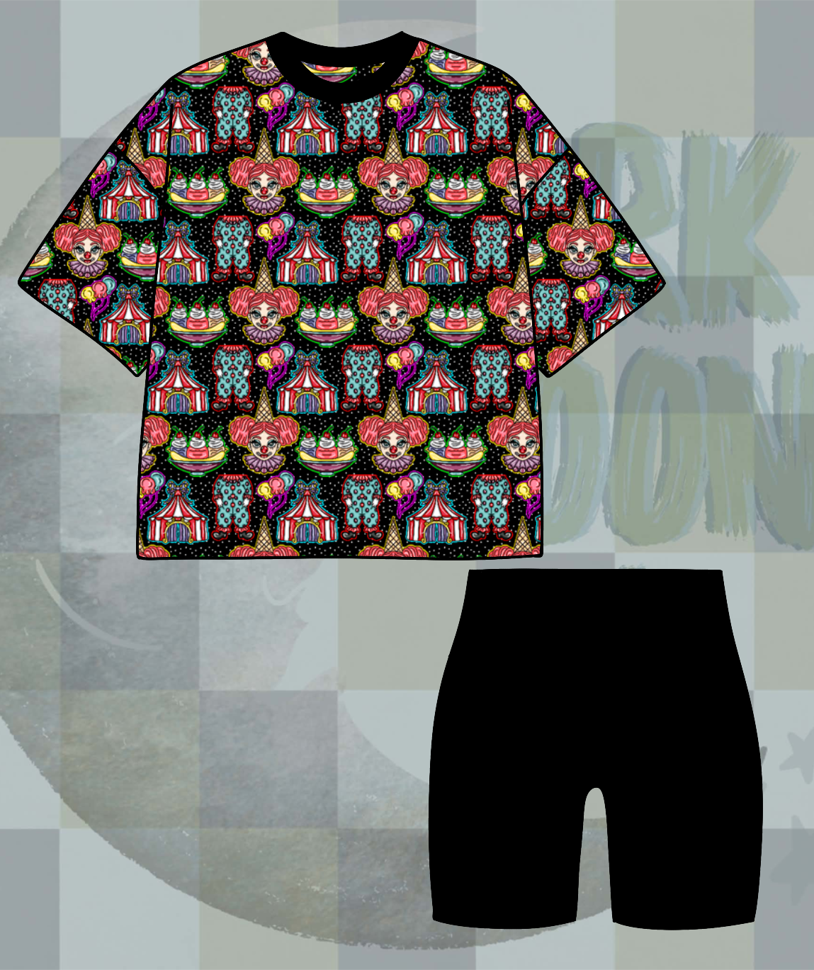 CIRCUS CLOWN OVERSIZED TEE+BIKERS