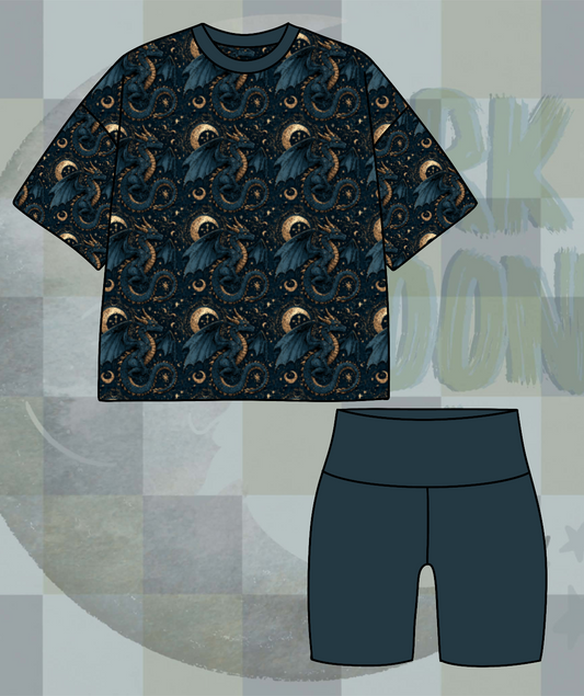 DRAGON SPELL OVERSIZED TEE+BIKERS