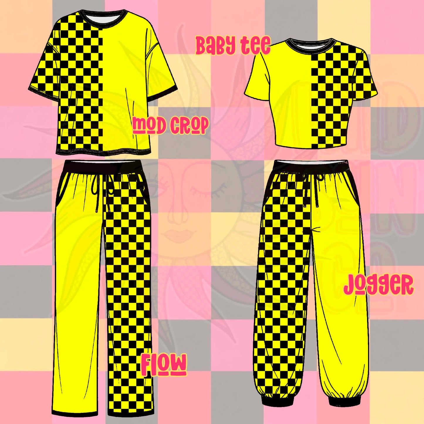 Yellow Checks Split Set