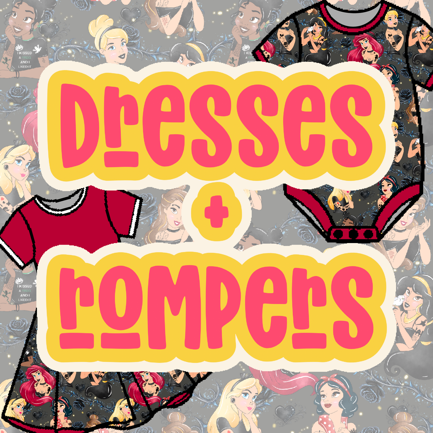 Gray Edgy Princess Dresses + Rompers