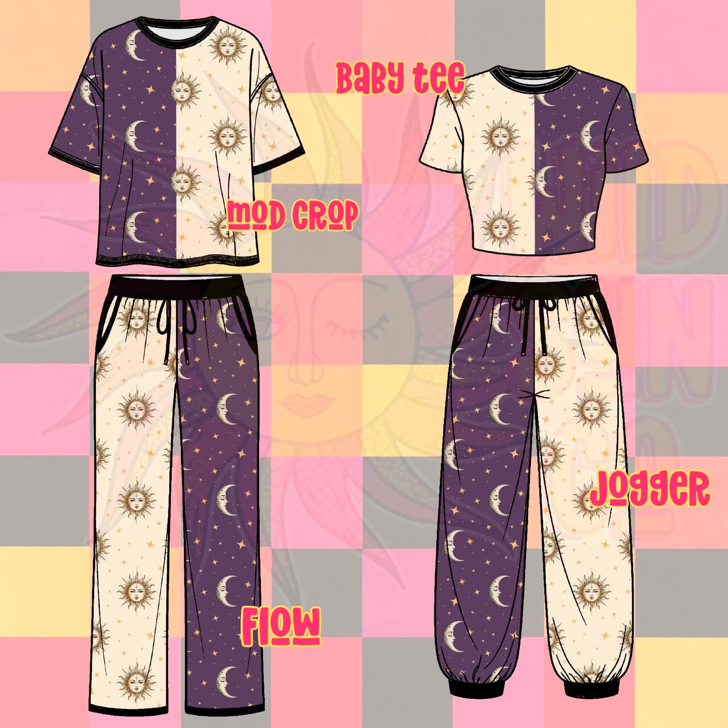 Cream Purple Celestial Split Set