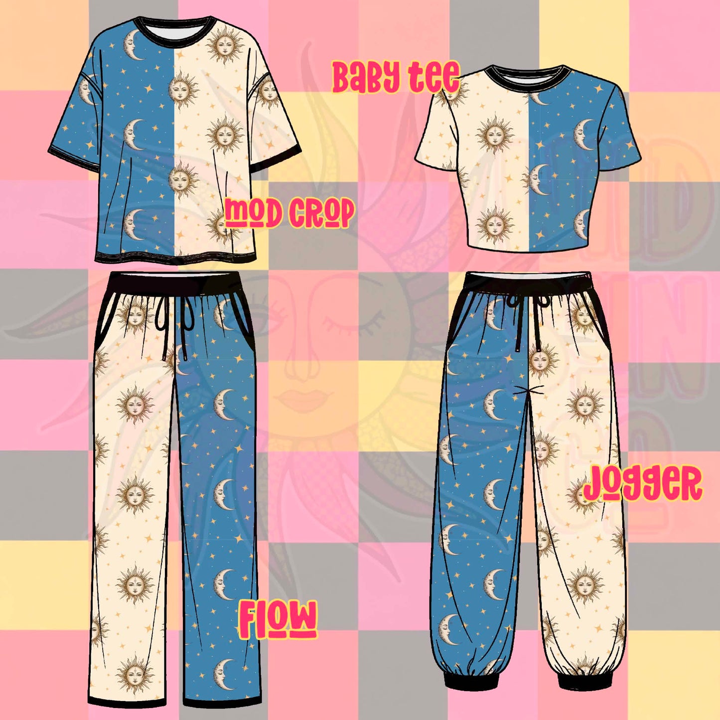 Cream Blue Celestial Split Set
