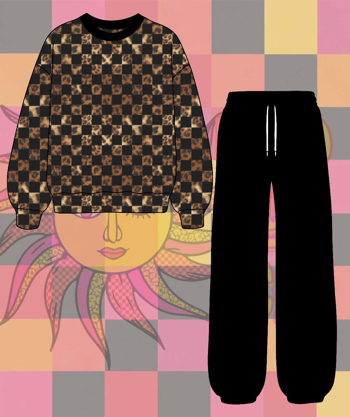 CHEETAH CHECK SWEATSET