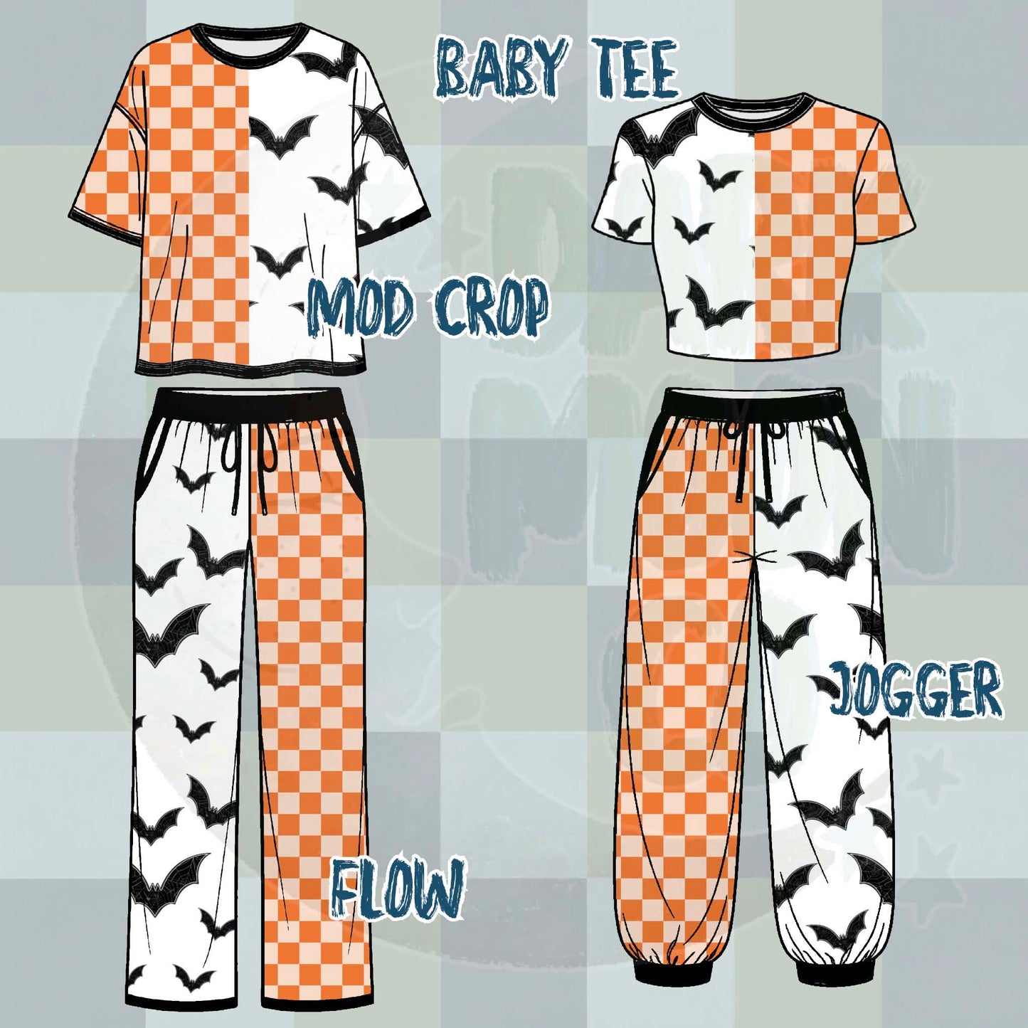 White Bats + Pumpkin Checks Split Set